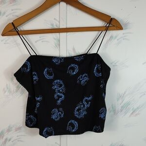 Rue21 Black and Blue Dragon Camisole Cropped Top XL